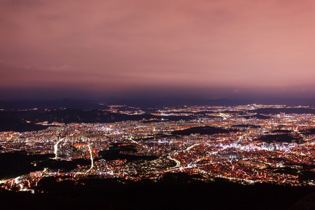 Aerial View of Seoul  South Korea  at night