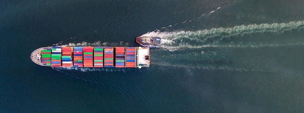 Aerial view of ship on sea