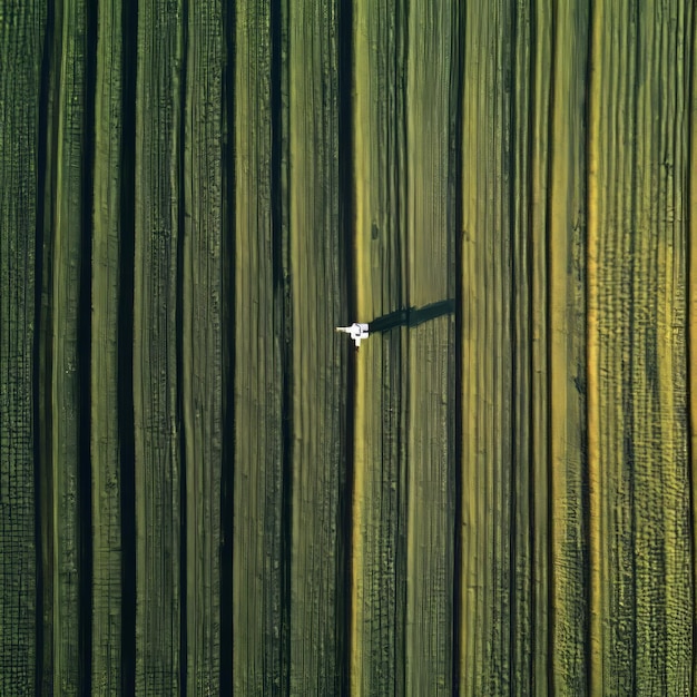 Photo aerial view of a single plane spraying a field