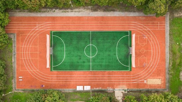 Aerial view of small stadium for many sport disciplines