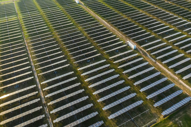 Aerial view of solar panels field