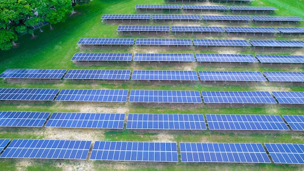 Aerial view of solar panels in Sao Jose dos Campos Brazil Many renewable energy panels