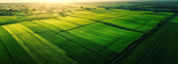 Aerial View of Sprawling Green Field Lush With Vegetation