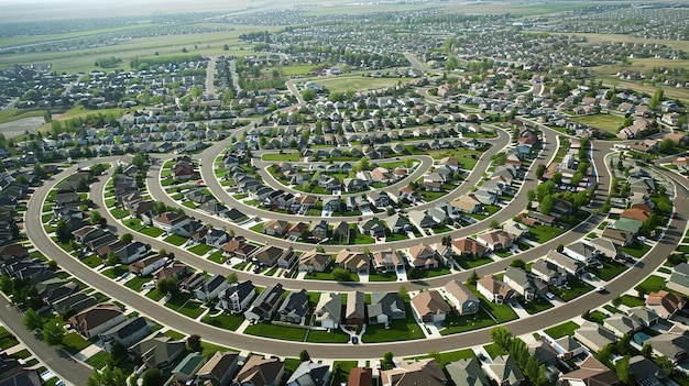 Photo aerial view of a suburban neighborhood in the united states