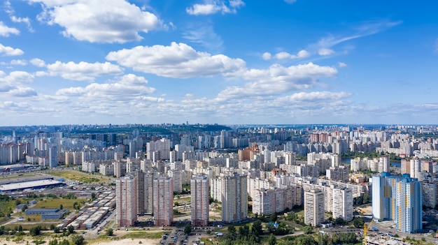 Aerial view of suburban socially apartments in a big city