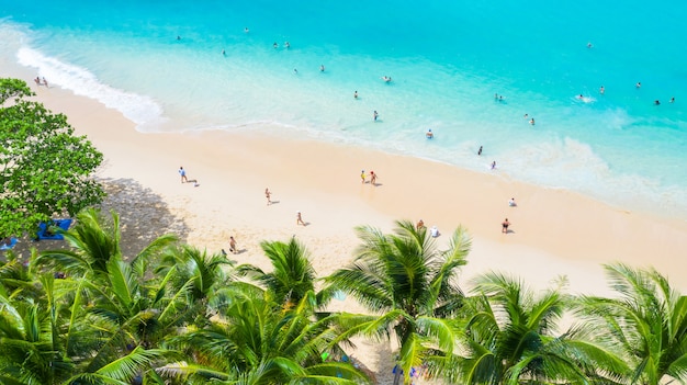 Photo aerial view surin beach in phuket, southern of thailand, surin beach