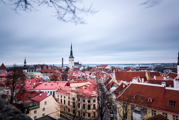 Aerial view of Tallinn old town