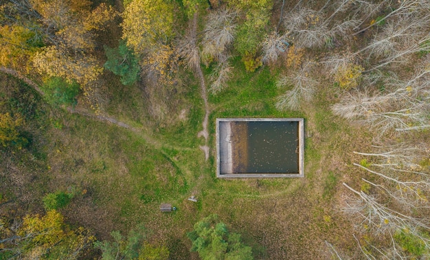 Aerial view of territory of bunker remains