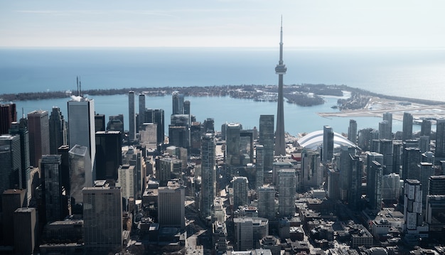 Aerial view of Toronto city skyline, Canada