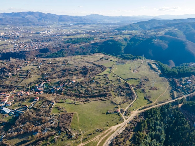 Aerial view of town of Kardzhali and Arda river Bulgaria