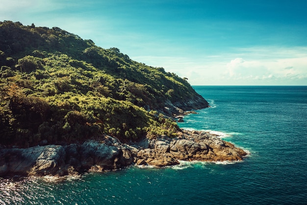 Aerial view of tropical island in the sea