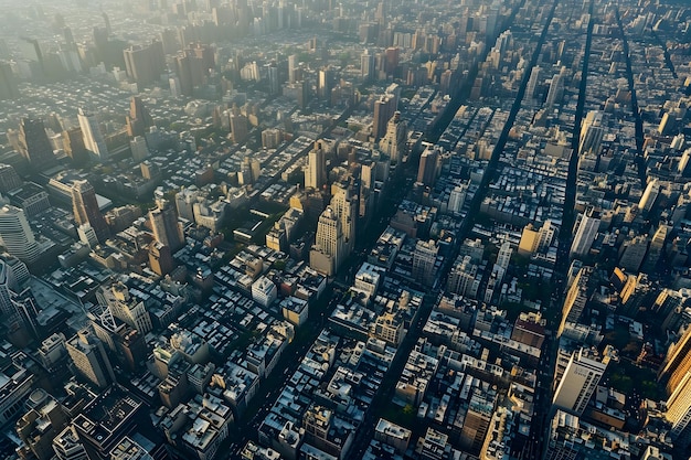 Aerial View of Urban Cityscape at Dusk Modern Architecture