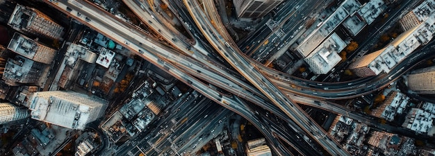 Aerial View of Urban Freeway Interchange with Traffic