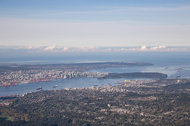 Aerial view of Vancouver City Modern Cityscape Background