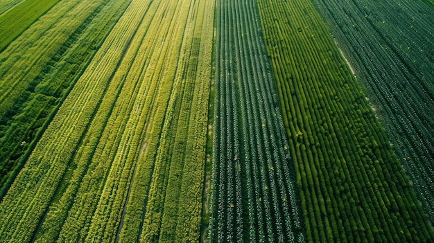 Photo aerial view of vast agricultural fields growing various crops