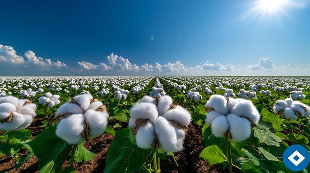 Photo aerial view of vast cotton plantations during the harvesting season