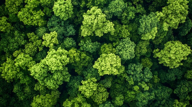 Aerial View of Vibrant Lush Green Forest Canopy