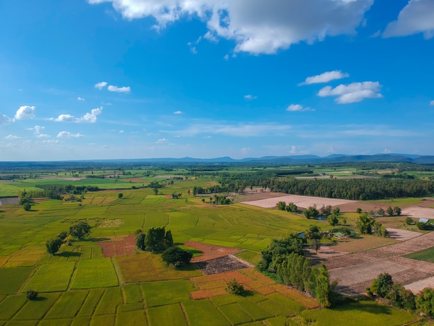 Aerial view of village landscape in Thiland.