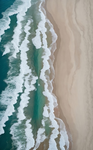 an aerial view of waves on the beach ai generated images