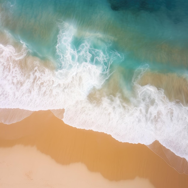 aerial view of waves on the beach