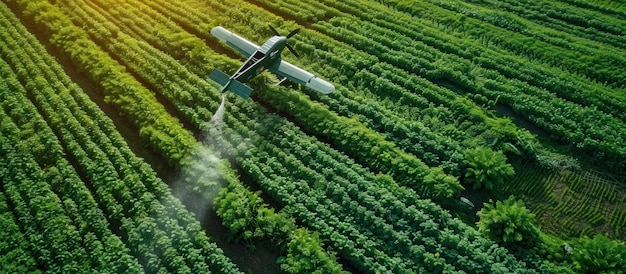 Aerial view at work in potato field watering crop for more growth Center pivot system irrigation