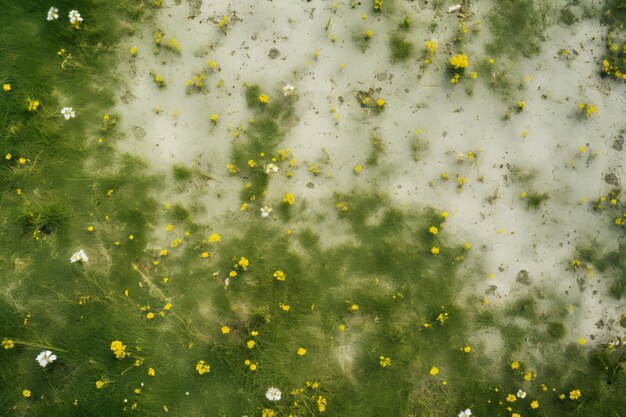 Aerial Vista of Dandelion Field with Artistic Flair and Breathtaking Perspective