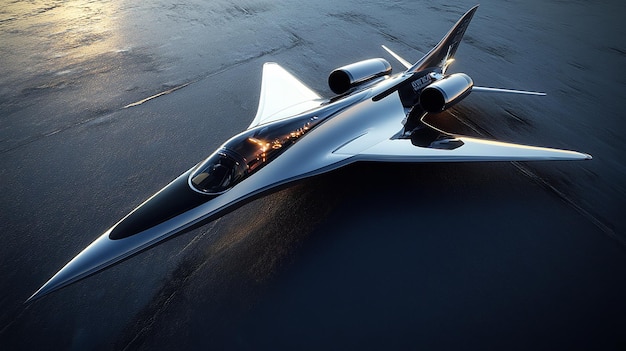 Photo aerodynamic supersonic jet with retractable wings