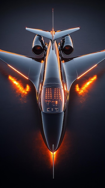 Photo aerodynamic supersonic jet with retractable wings