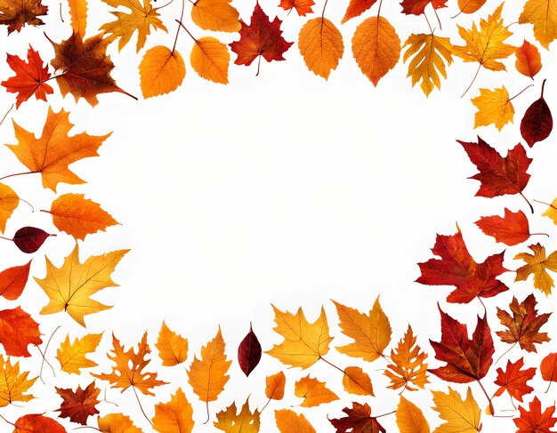 Aestetic Fall Leaves Border with blank white space in the center