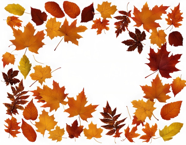 Aestetic Fall Leaves Border with blank white space in the center