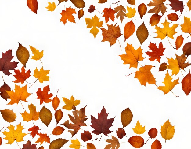 Aestetic Fall Leaves Border with blank white space in the center