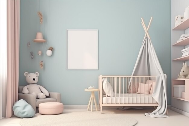 Aesthetic Baby Room Interior Created with Generative AI