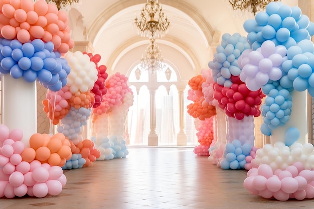 Aesthetic Birthday Fiesta with Balloons Joyful Event Generative Ai