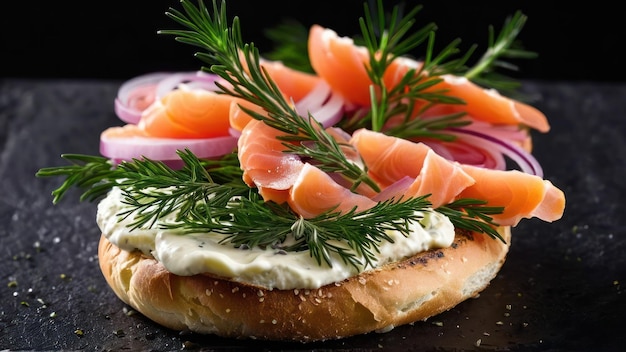 Aesthetic Bliss Artisan Bagel Sandwich with Smoked Salmon