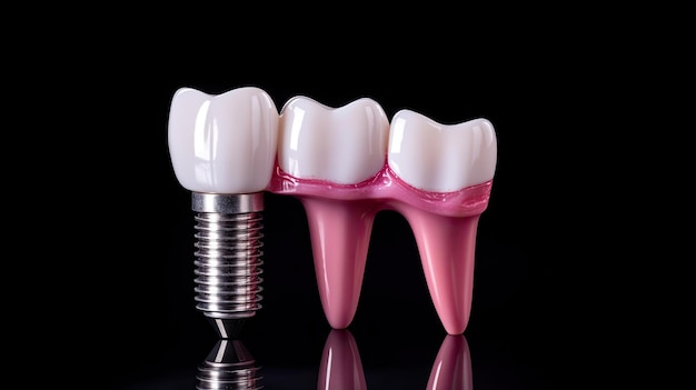 Aesthetic Dentistry of denture Concept for dental prosthesis demonstrating the placement of a dental implant Generative Ai