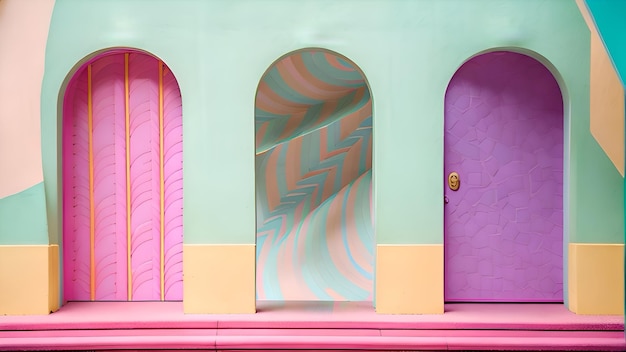 Aesthetic doors with a pink and purple design