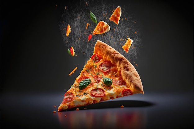 Aesthetic dripping tasty pizza slice Generative AI