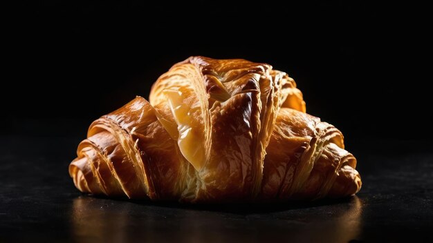 Aesthetic Essence Delight in Simplicity with a Croissant on Black