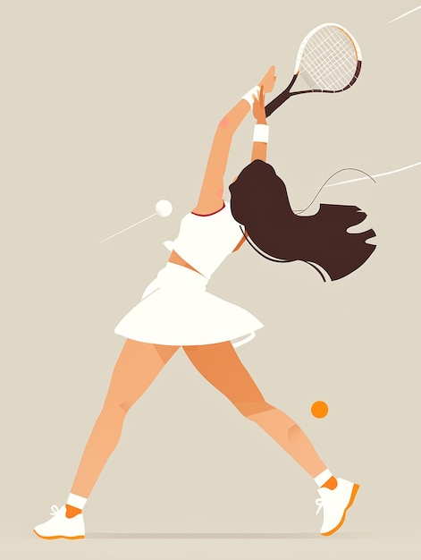 Aesthetic Illustration of a Woman Playing Squash on a Minimal Background Generative AI