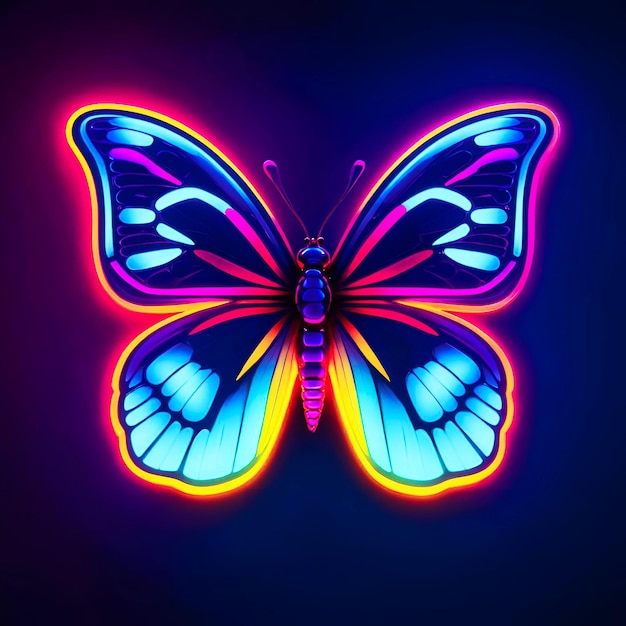 Photo aesthetic neon light butterfly