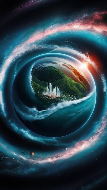 Aesthetic planet ocean background galaxy and nature remix