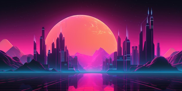 aesthetic synthwave retrowave wallpaper with a cool and vibrant neon design