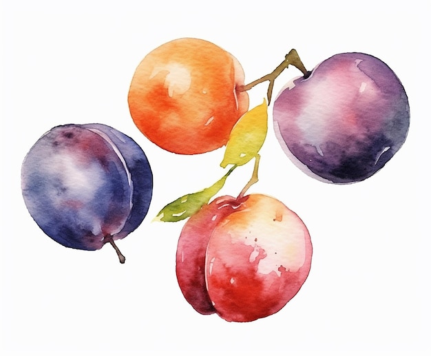 Aesthetic Watercolor Fruits Pattern Illustration