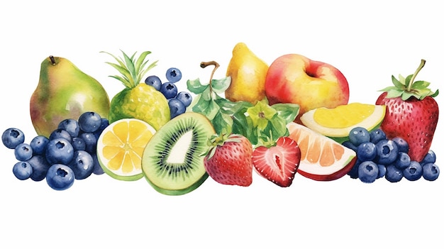 Aesthetic Watercolor Fruits Pattern Illustration