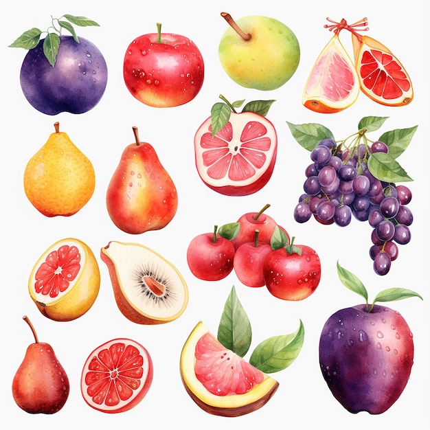 Aesthetic Watercolor Fruits Pattern Illustration