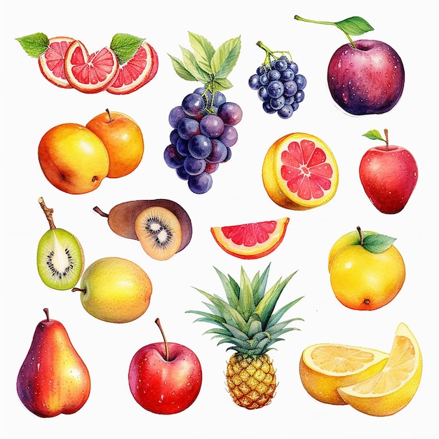 Aesthetic Watercolor Fruits Pattern Illustration