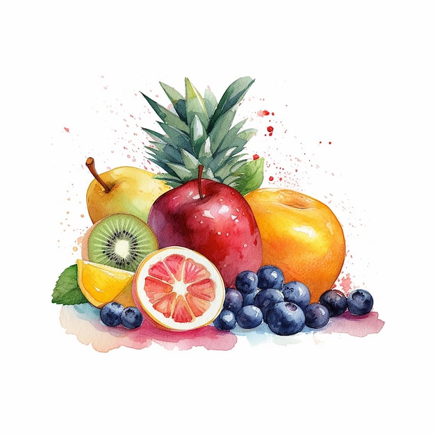 Aesthetic Watercolor Fruits Pattern Illustration