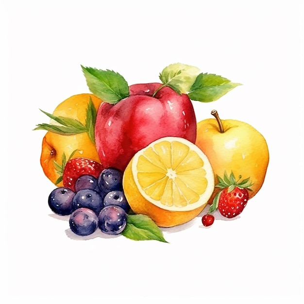 Aesthetic Watercolor Fruits Pattern Illustration