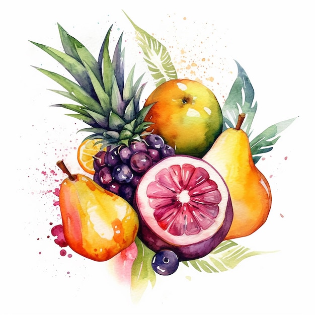 Aesthetic Watercolor Fruits Pattern Illustration