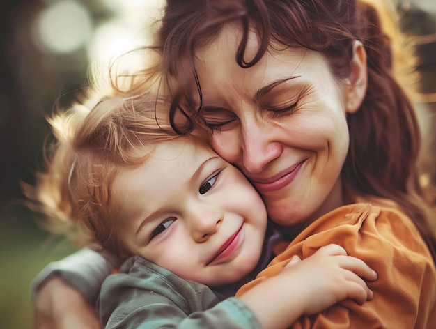 Affectionate Embrace Between Mother and Child